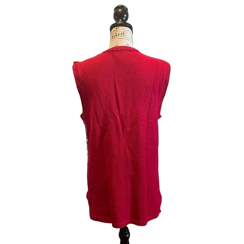Talbots Christmas Sweater Knit Vest Red Green Size Medium Winter Holiday Novelty - Picture 4 of 10